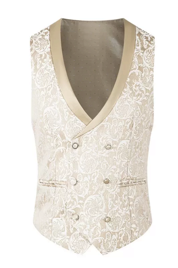 Champagne Jacquard Shawl Lapel Three Pieces Prom Suits | Happnessmall_3