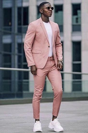 Eleni Pink Notched Lapel One Button Two Piece Men's Suits_1