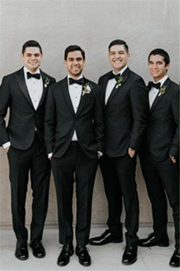 Cyprian Classic Handsome Black Peaked Lapel Bespoke Men Suits for Wedding_1