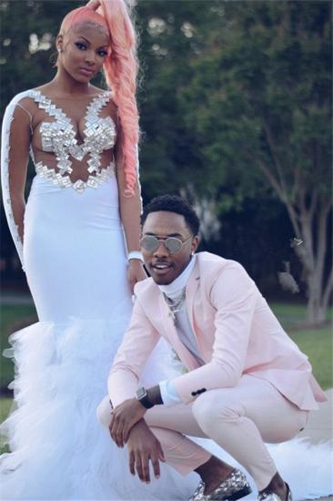 Hugo Modern Stylish Pink Slim Fit Prom Men Suits_4