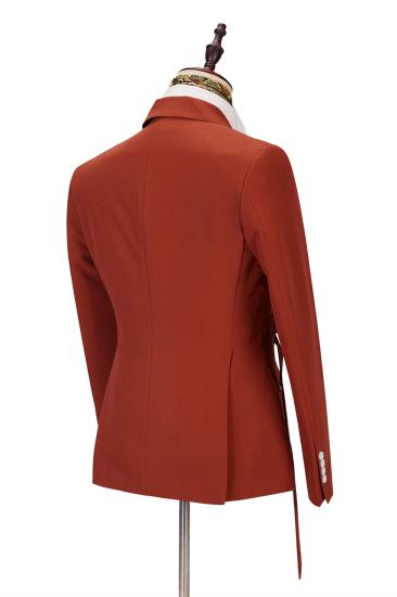 Newest Peaked Lapel Slim Fit Orange Single Breasted Men Suits for prom_2