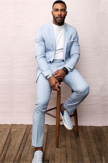 Kermit Simple Sky Blue One Button Formal Men Suit for Prom Or Business_1