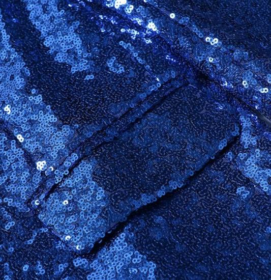 Royal Blue Sequin Men Suits | One Piece Blazer with Peak Lapel_4