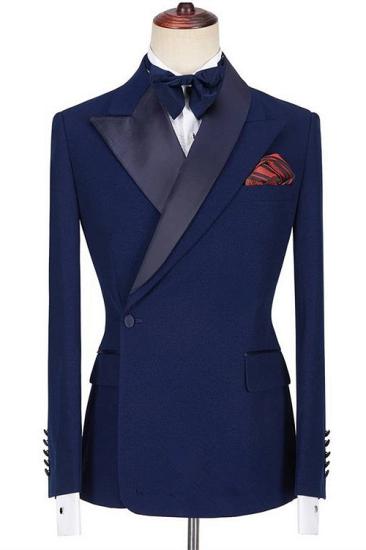 Elegant Shape Dark Navy Peaked Lapel Men Suits for Prom