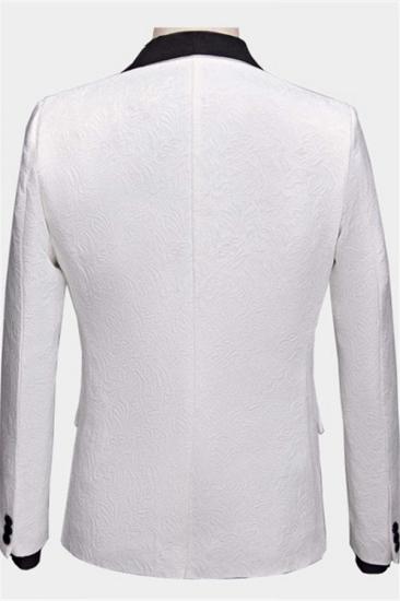 Gorgeous White Men Suits with Black Lapel | Three Pieces Dinner Suits for Men_2