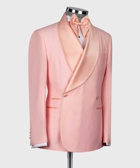 Greyson Handsome Pink Double Breasted Shawl Lapel Two Pieces Men Wedding Suits_3