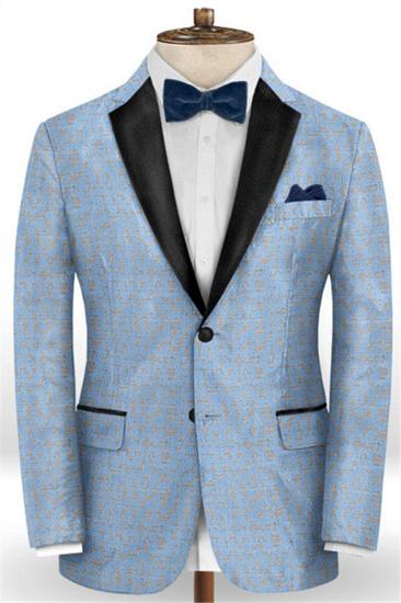 New Arrival Printed Sky Blue Prom Suits For Men Online | Happnessmall