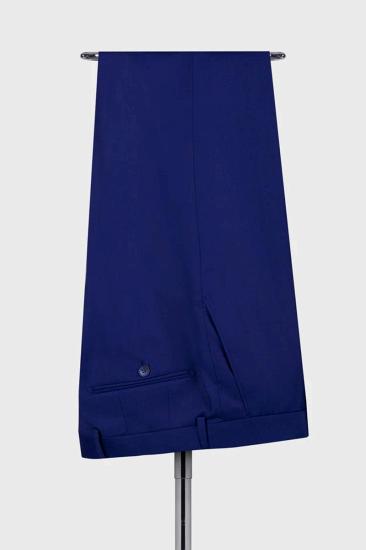 Popular Royal Blue 3 Piece Peaked Lapel Slim Fit Men Suits With Classic Vest_5