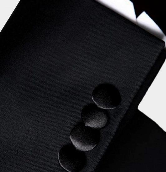 Latest Design Black Double Breasted Silk Shawl Lapel Wedding Tuxedo | Luxury Business Men Suits with 2 Pieces_3