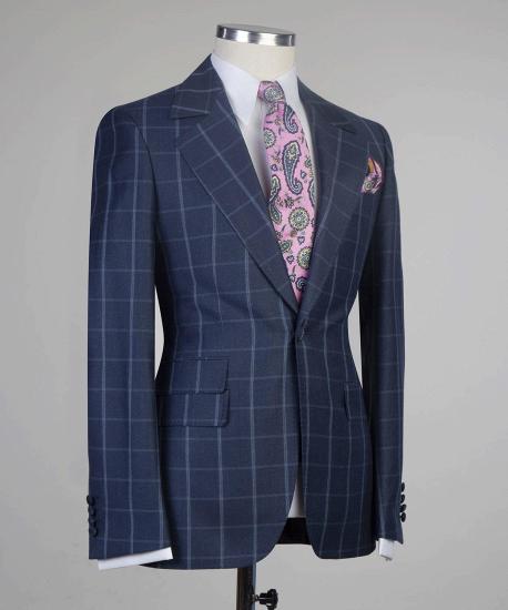 Ryker Handsome Navy Plaid Slim Fit High Quality Men Suit For Business_3