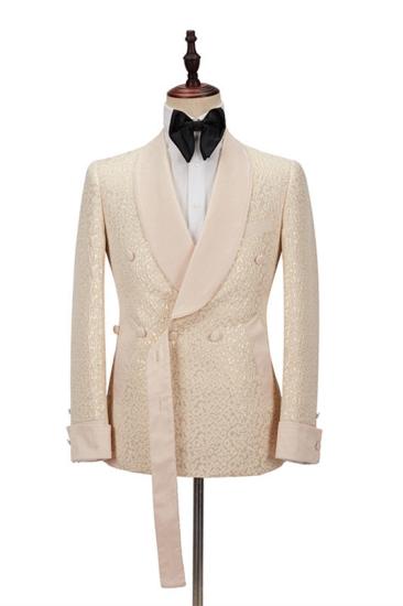 Chic Shawl Lapel Slim Jacquard Wedding Men Suits