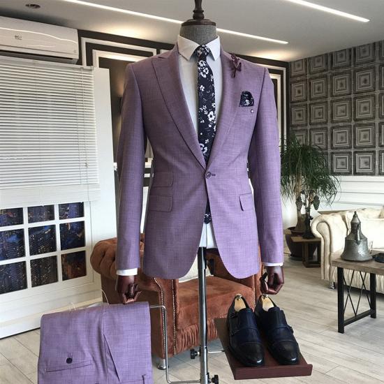 Patricia Chic Purple 2-Pieces Peaked Lapel Slim Fit Prom Suits For Men_2
