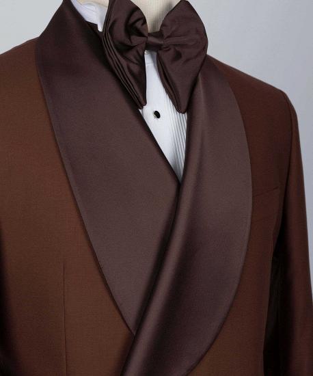 Greyson Unique Brown Double Breasted Shawl Lapel Men Wedding Suits_4