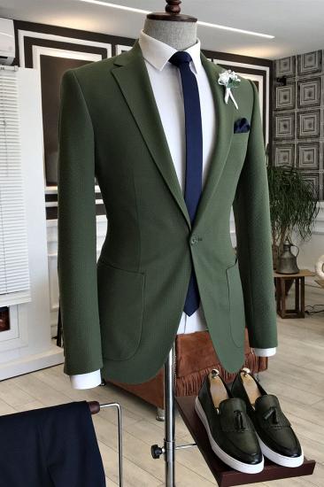 New Arrival Dark Green Notched Lapel With Button Prom Men Suits