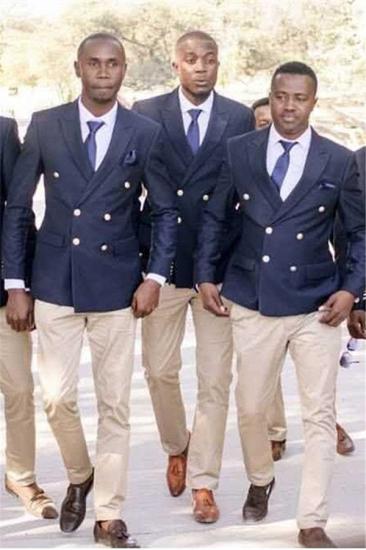 Aelius Fashion Dark Blue Double Breasted Peaked Lapel Groomsmen Suits_1