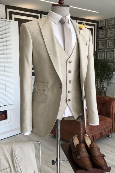 Jonathan Popular Off-White 3-Pieces Peaked Lapel Business Suits For Men_1