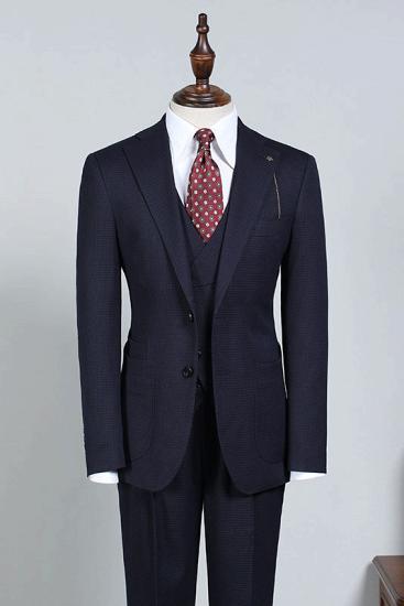 Martina Regular Navy Blue Slim Fit Three-Pieces Business Suit For Men_1
