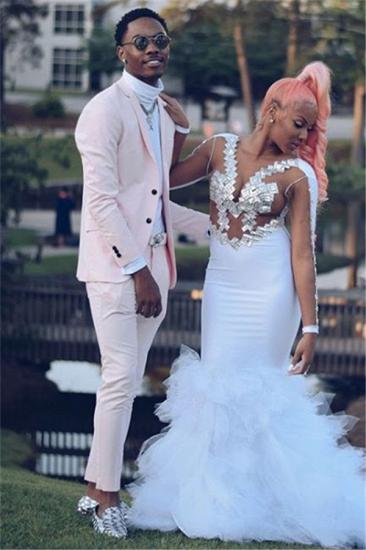 Hugo Modern Stylish Pink Slim Fit Prom Men Suits_3