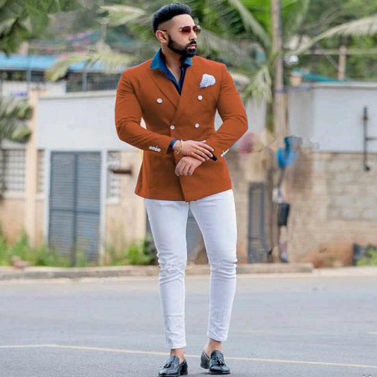Fashionable double breasted formal men's suit | Slim fit men's business suit_2