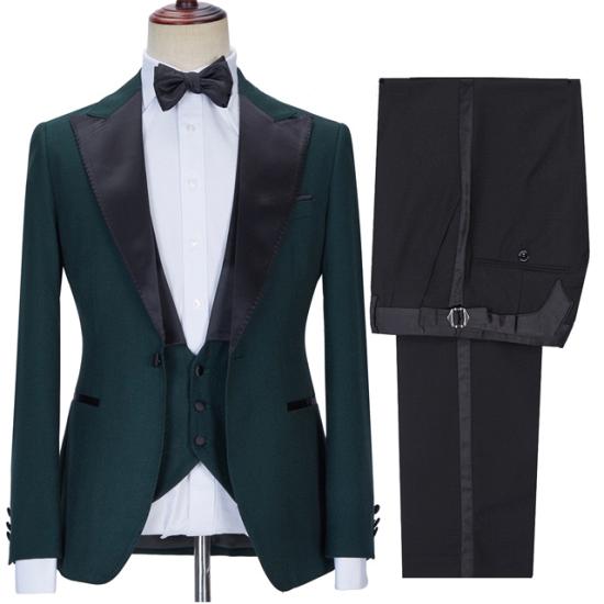 Popular Three Pieces Slim Fit Bespoke Prom Men Suits with Black Lapel | happnessmall_3