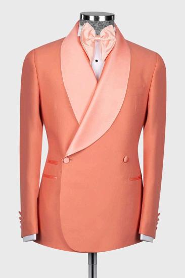 Greyson Unique Orange Double Breasted Shawl Lapel Men Wedding Suits