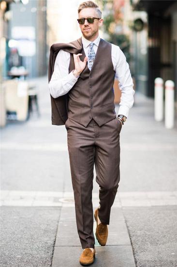 Maximus Stylish Brown Two Buttons Formal Mens Business Suits_2