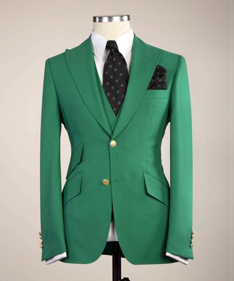 Mia New Design Green Peaked Lapel Slim Fit Stylish Prom Men Suits_4