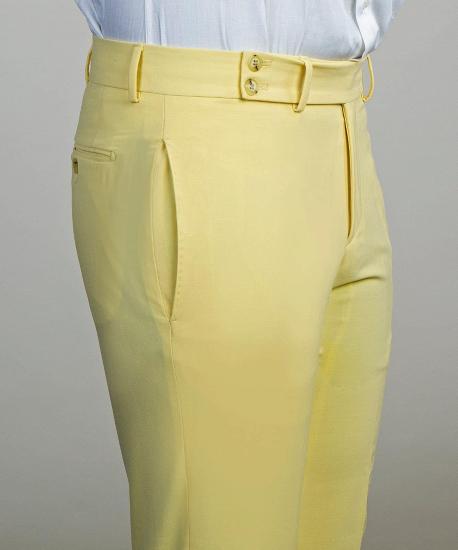 Chic Yellow Double Breasted Peaked Lapel Slim Fit Men Suits_4