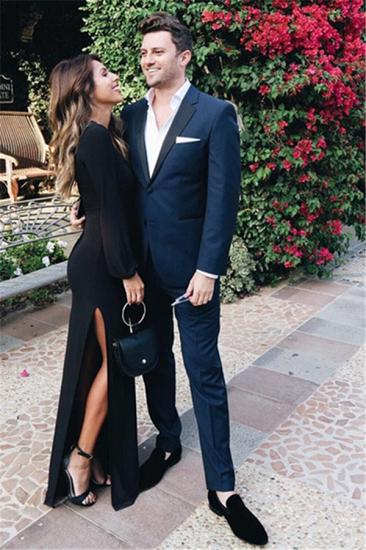 Neville Simple Navy Blue Slim Fit Notch Lapel  Prom Men Suit_1