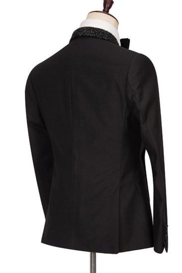 Latest Design Shawl Lapel Black One Button Wedding Suits_2