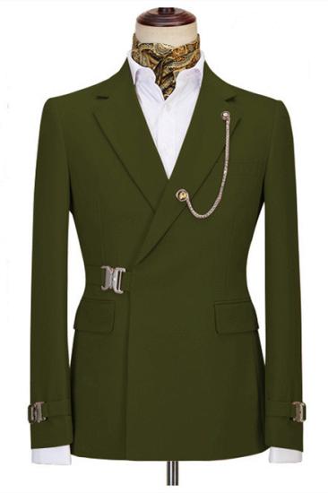 Stylish Pure Green Notched Lapel Men Suits For Business