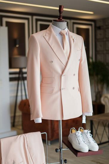 Dimitris Popular Pink Peaked Lapel Double Breasted Bespoke Prom Suits For Men_1
